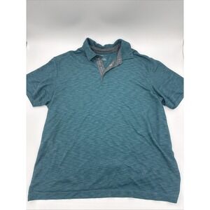 Men's VanHeusen Short Sleeve Polo Shirt Sz Large Teal Blue
